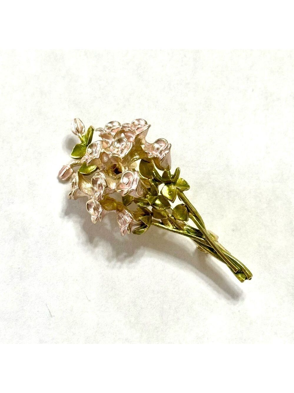 Floral Rose Bouquet Brooch Pink and Green New